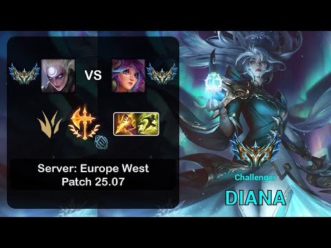 Diana Jungle vs Lillia - EUW Challenger - Patch 25.07