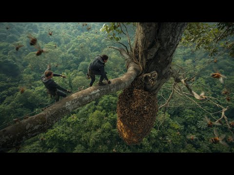 UNBELIEVABLE Men DARE to Walk on Giant Trees Just to Hunt WILD BEES