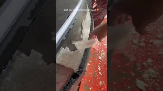 This thing falling apart 😢 #cybertruck #tesla #ev #winter #icy #freezing