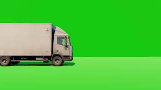 Cargo truck  move forward green screen 3d renderin