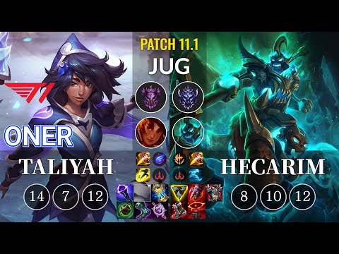 T1 Oner Taliyah vs Hecarim Jungle - KR Patch 11.1