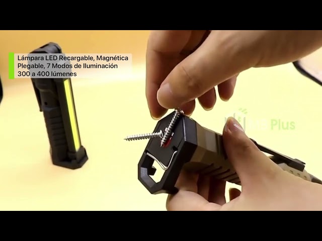 Vídeo relacionado con vsshe 2pcs Linterna LED de trabajo Recargable, 2modos de luz de trabajo(LED + COB), súper brillante duradera linterna de taller con base magnética y Gancho, ideal para reparación de coches Emergencia
