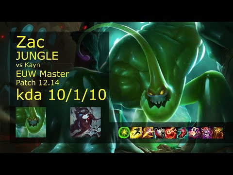 Zac vs Kayn Jungle - EUW 10/1/10 Patch 12.14 Gameplay