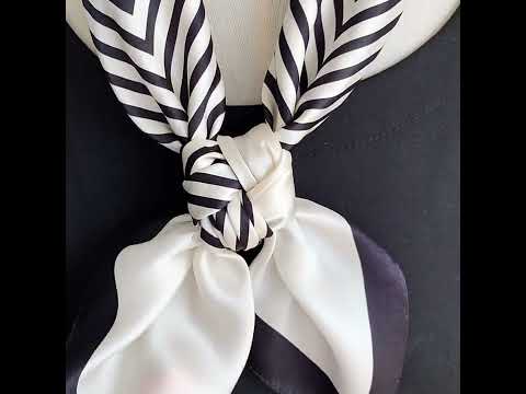 Black And White Stripe Print Silk Square Scarf for Hair - 12 momme