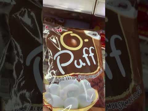 ASMR #oishi puff #chocolate cream filled marsmallows #satisfying sound #shorts