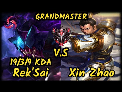Karasmai (REK'SAI) vs XIN ZHAO - 19/3/9 KDA JUNGLE GAMEPLAY - NA Ranked GRANDMASTER