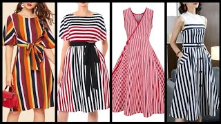 Top stylish and unique stripped skater dress desig
