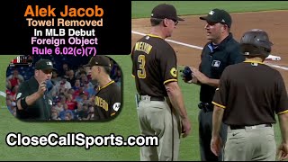 Alek Jacob's Pocket Towel Removed During Rookie's MLB Debut - Why Umpire Bellino Took it Off Field