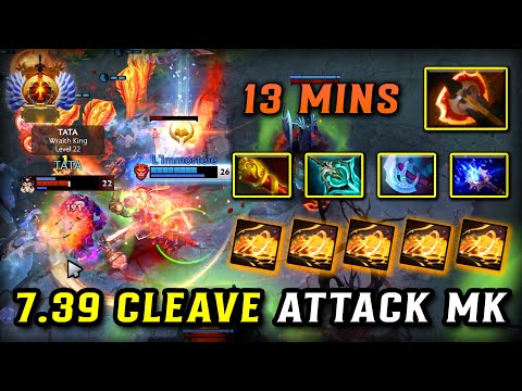 7.39 CLEAVE ATTACK HARD CARRY Monkey King | 13Mins Battle Fury + Aghs Scepter Build | DOTA 2