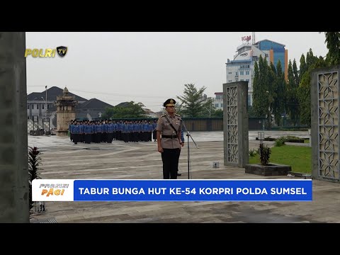 POLDA SUMSEL GELAR UPACARA ZIARAH DAN TABUR BUNGA MEMPERINGATI HUT KE-54 KORPRI