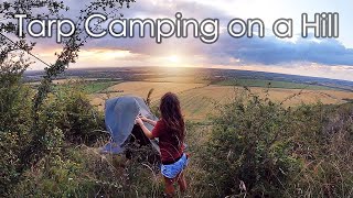 Solo Tarp Wild Camping On A Windy Hill 🌤️