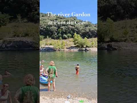 Swimming in the River Gardon with a view of Pont du Gard #pontdugard #gardon #francetravel