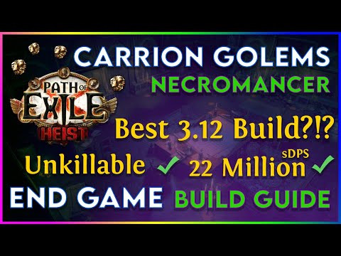 Carrion Golems Low Life ES Necromancer End Game Build Guide for 3.12 Heist League