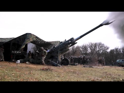 173rd Airborne Brigade Paratroopers fire the BONUS Mark II artillery round with French NATO Allies