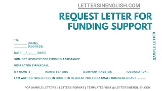Support letter for Funding Support – Sample Request Letter Format