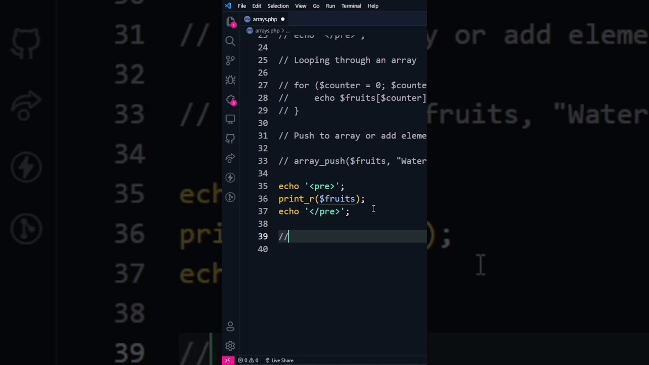 Remove an element in an Array in PHP - MasteringCode reels #shorts