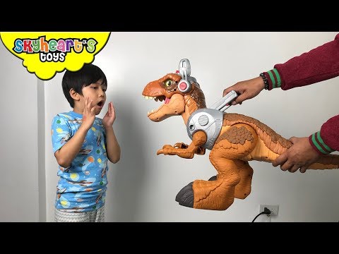 Imaginext JURASSIC WORLD BOX! Skyheart opens big box of imaginext dinosaur trex toys for children