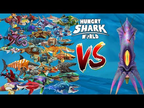Hungry Shark World - ALL Sharks & Skins Unlocked VS Giant Squid Boss - Android Gameplay 2020 [FHD]