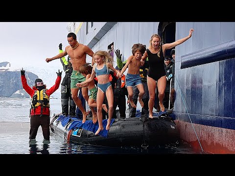FAMILY OF 5 DOES FREEZING COLD POLAR PLUNGE IN ANTARCTICA! Part 3 of 3 - Antarctica with Little Kids