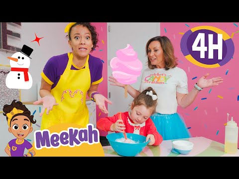 Candy Cane Slime & Sweet Snowmen! 🎄🍬 | 4 HR OF MEEKAH! | Educational Videos for Kids
