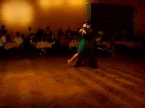  Fernando Sanchez  and  Nayla Vacca  are  dancing  to  the  tango  "  Tigre Viejo  "