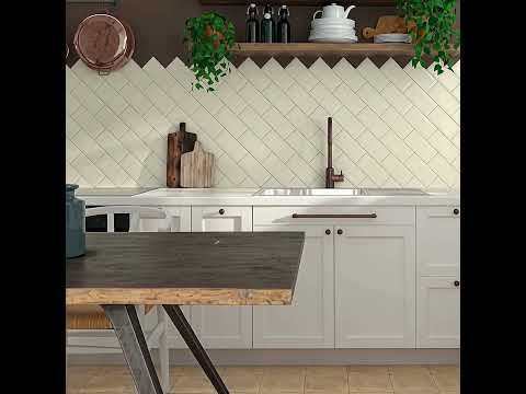 Carrelage mur Métro basic ivoire brillant 10x20 cm