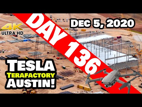 Tesla Gigafactory Austin 4K  Day 136 - 12/5/20 - Tesla Terafactory Texas - HUGE PROGRESS THIS WEEK!