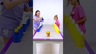 Ping Pong Cups Catch Challenge who Wins #shorts Eva Alisa Family Shorts 