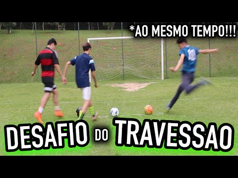 DESAFIO DO TRAVESSÃO TRIPLO "CHUTANDO AO MESMO TEMPO" - DESAFIOS DE FUTEBOL