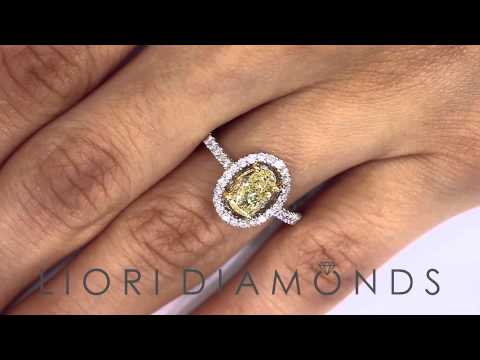 FD-597 - 1.56 Ct. GIA Certified Natural Fancy Yellow Oval Cut Diamond Engagement Ring 18k