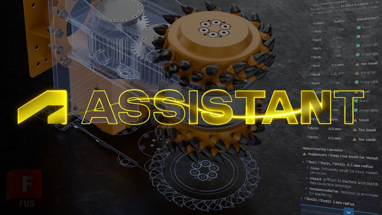 Autodesk Fusion AssistantによるAIワークフローのデモ画面
