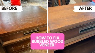 How to Fix Bubbly Veneer on Furniture Caused By Water Damage! Easy Tutorial