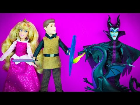 Princess Aurora Sleeping Beauty Mini Doll Set from Disney Store Maleficent Prince Phillip Video