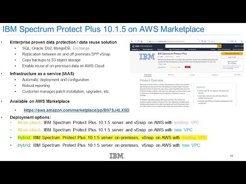 IBM Spectrum Protect Plus 10.1.5 hybrid: On-premises Server, vSnap on AWS, Existing VPC - Demo