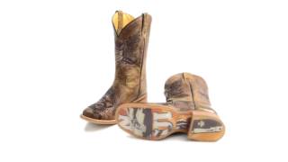Tin Haul Eagle Crest Cowboy Boots - Bombs Away Sole, Square Toe (For Men)