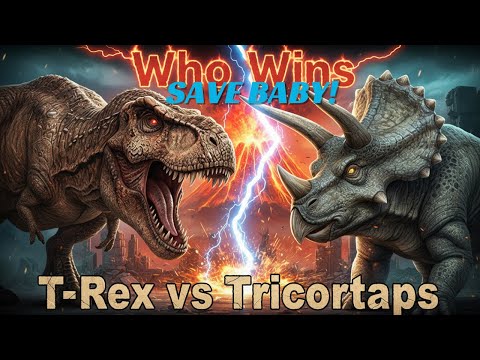 T-Rex vs Triceratops | A Mother Saves Her Baby | Jurassic Battle Films
