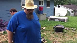 Aaron demonstrates proper use of the circular saw.