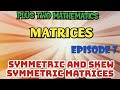 PLUS TWO MATHEMATICS CHAPTER 3 MATRICES PART 7 SYMMETRIC AND SKEW SYMMETRIC MATRICES