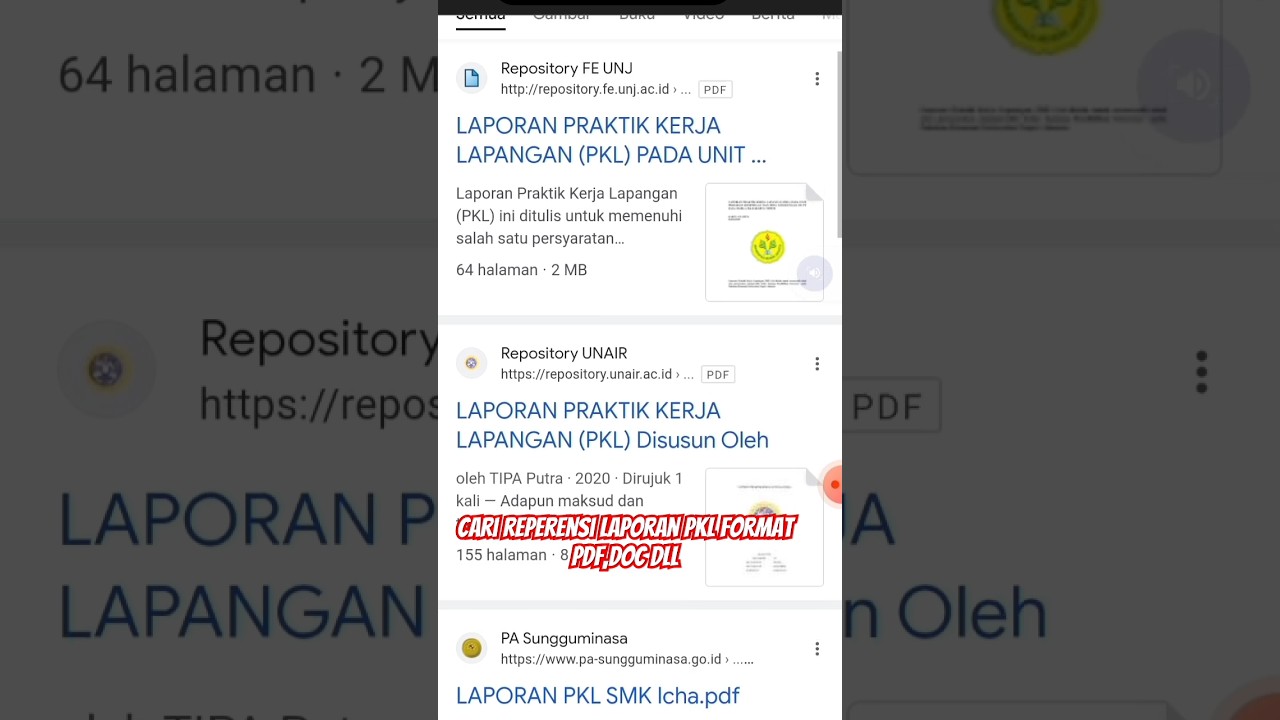 Cari Referensi Laporan PKL di internet berformat Pdf atau Doc