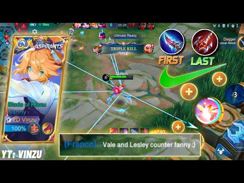 FANNY BEST BUILD!! INSANE AGGRESSIVE GAMEPLAY SOLO RANK | FANNY MONTAGE MLBB | VINZU