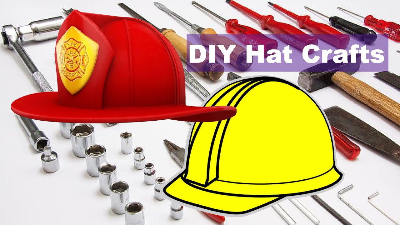 Paper Hat - Construction | Engineer Hat , Fireman Hat craft - Halloween Costume  Craft ideas