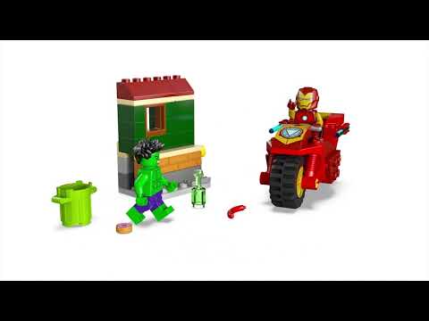 thumbnail video image 2 of Set LEGO Super Heroes Iron Man con Moto y Hulk 76287, 2 of 5