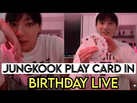 Jungkook Birthday LIVE Eng Sub , JK Cuts Cake Play Cards with ARMY