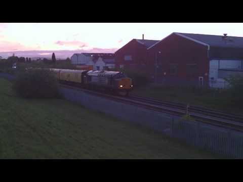 DRS Class 37 No's. 37608 TnT 37605 on 1Q14 Neville Hill - Crewe C.S @ Denton Jn on 1.6.13 - HD