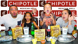 CHIPOTLE MUKBANG | NEW STEAK BURRITO BOWL SAUCE RICE HACK RECIPE EATING SHOW | The Extra Family