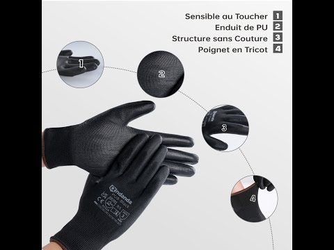 Andanda Polyester Black PU Gloves (Palm Dipped) PU8-Black