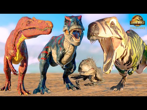Crusher T-Rex VS E750, Suchomimus VS Acrocanthosaurus, Dinosaurs Battle 🦖 Jurassic World Evolution 2