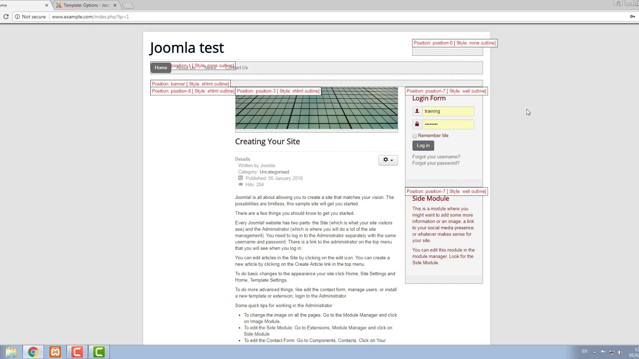 Joomla 3 Modules and module positions tutorial