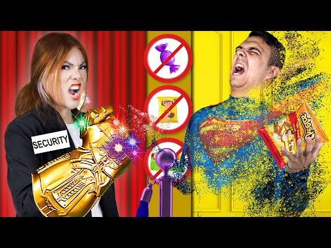 CRAZY WAYS TO SNEAK SUPER HEROES INTO THE MOVIE | SNEAKING SUPERHEROES & FOOD BY CRAFTY HACKS PLUS