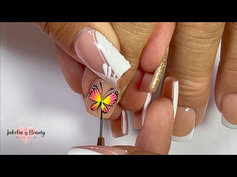 💖Diseño en uñas de Mariposa con pigmentos/ Le hago las uñas a mi Mamá✨💅 #mariposa #pigmentos